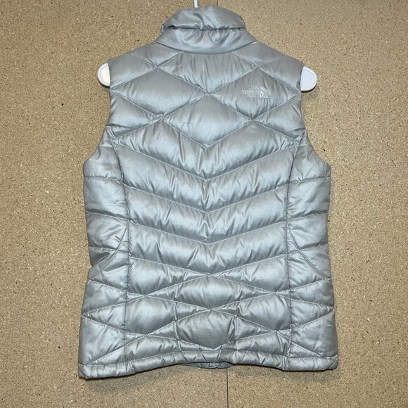 The North Face Vest Women’s Size S 550 Goose Down Puffer Gray Full Zip Aconcagua - Picture 2 of 14